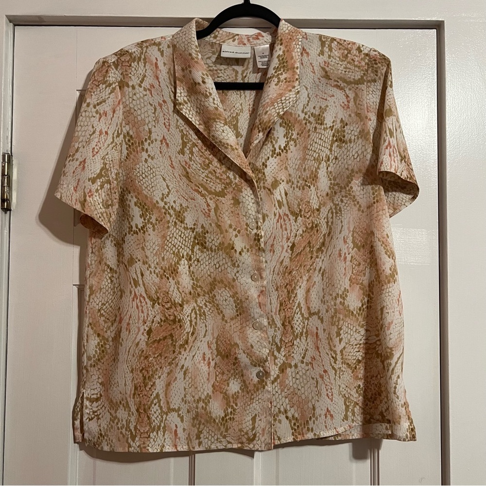 #106 ALFRED DUNNER PINK BEIGE BUTTON DOWN SHIRT SIZE 14